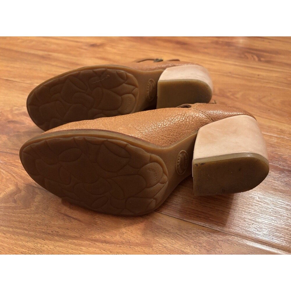 Boho Kork-Ease Leather Ankle Strap Wedge Booties Brown US 10 EU 42 Round Toe - Picture 6 of 15